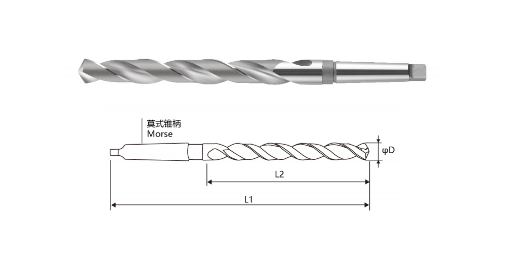GB1438.4 Общая длина 300–1000 мм. Материал 6542. Сверхдлинное спиральное сверло с конической ручкой.